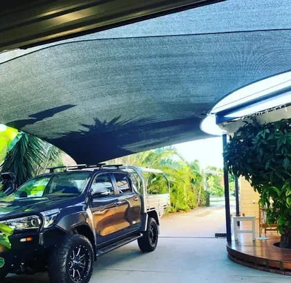 Ute parked under a custom carport shade canopy